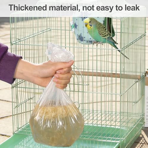 Disposable Bird Cage Liner Bags, 17X12.6 Inches, 0.6 Mil, 50 Pack | Plastic Leak-Proof, Includes Cage Cleaning Brush, For Parrots, Rabbits, Guinea Pigs - size: 17x12.6 inches