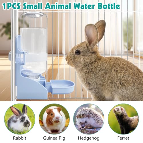 kathson Rabbit Water Bottle, 17oz Hanging Water Fountain Automatic Dispenser No Leak WaterFeeder for Bunny Chinchilla Guinea Pig Hedgehog Ferret, Blue - size: 1PCS Water Dispenser, Blue