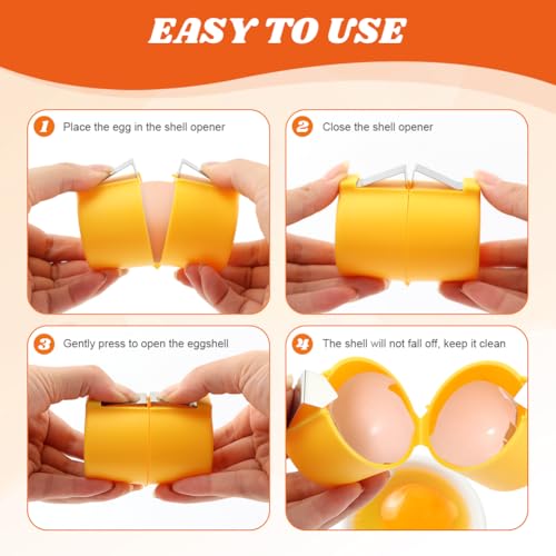 3pcs Egg Shell Opener & 1 Egg Separator,Eggs Cracker Tool for Rawegg,Handheld Eggshell Cutter Hard Boiled Eggs Breaker Yolk White Separator for Cooking Camping Kitchen Gadgets