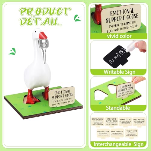 Relaxweex 10 Pcs Magnetic Goose Key Holder Wooden Base with Interchangeable Signs Writable Signs Chalk Accessories for Magnetic Key Holder Cute Resin Statue Decor(Goose Not Included) (Positive) - style: Positive