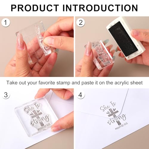 Whaline 5 Sheets Bible Verse Clear Stamps Christian Jesus Silicone Transparent Stamps Greeting Words Border Stamp Cards for DIY Card Making Scrapbooking Embossing Album Decor - style: Bible Verse