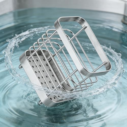 2 PCS Utensil Holder Stainless Steel Drying Rack Flatware Drainer Caddy | Kitchen Counter Cutlery Silverware Forks, Knives, Spoons, Chopsticks Organizer (Black, Silver)
