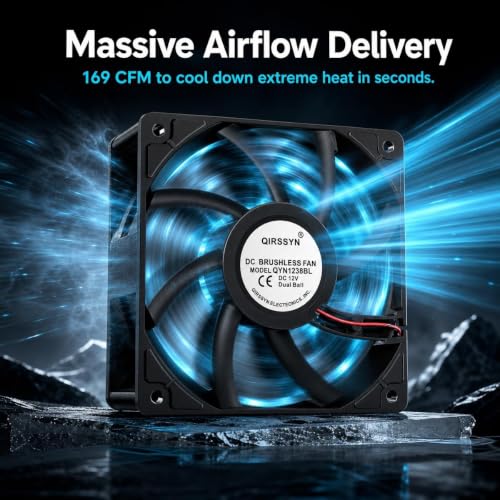 High cfm Computer Fan 120mm x 38mm 110V 220V AC Powered Variable Speed Fan Cooling Components for Receiver Xbox DVR PlayStation Mining Rig Case Server Cabinet Grow Tent GPU Workstations - size: 4.7x4.7x1.5in