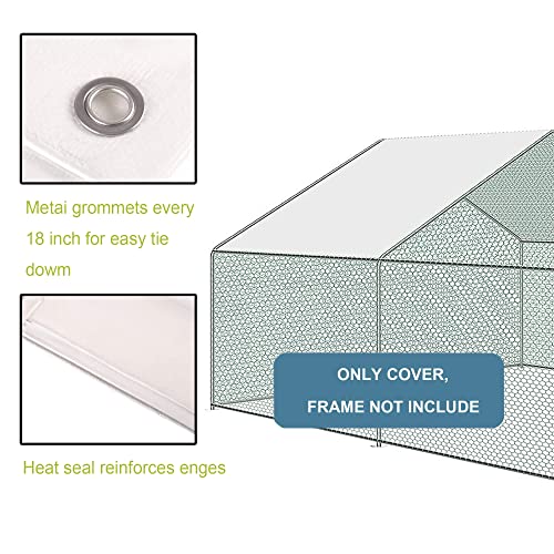 Outdoor Metal Chicken Coop Cover with 22 pcs Ball Bungee Cords, for Large Walk-in Chicken Run Pen, Waterproof, Fence Chicken Cages Cover, 11'Lx6.33'W (Only Cover, Frame Not Included) 1 Pack - size: 1 pack