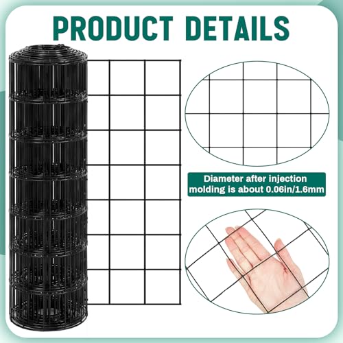 Gisafai 16 Gauge Galvanized Welded Wire Fence 3 ft x 50 ft PVC Coated Hardware Cloth, 2.36" x 2.36" Mesh, Heavy Duty Garden Fencing Roll for Yard Chicken Dog, Deer Cattle & Animal Protection(Black) - color: Black, size: 3 ft X 50 ft