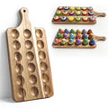Wooden Deviled Egg Platter, Reversible 18-Hole Charcuterie Board Tray | Charcuterie serving board, food safe egg holder, perfect for kitchen countertop, parties, holiday gatherings, holds 18 eggs. - size: 18 holes