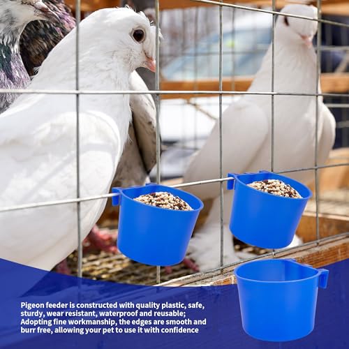 40 Pcs Cage Cups Birds Feeders Bird Water Dispenser Hanging Quail Waterer Plastic Chicken Feeding Watering Dish for Small Coop Parrot Parakeet PET Poultry Pigeon Gamefowl Food Seed Bowl Supplies(Blue) - color: 8oz-Blue