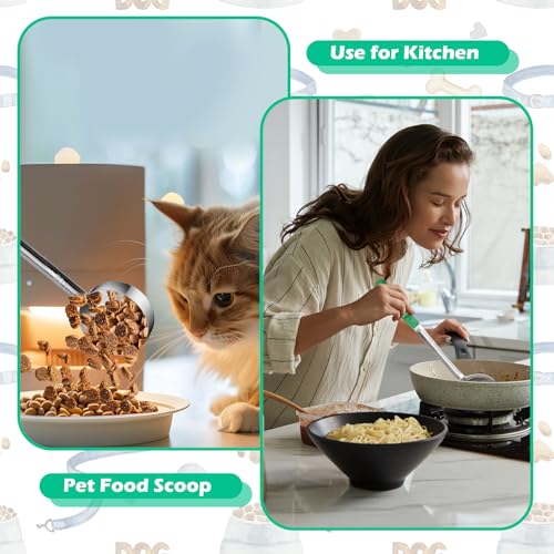 2 Pcs Dog Food Scoop 1/2 Cup Stainless Steel Dog Food Measuring Cups Long Handled Scoop for Dogs Cats Birds and Rabbits Food(1/2 CUP) - size: 1/2 CUP