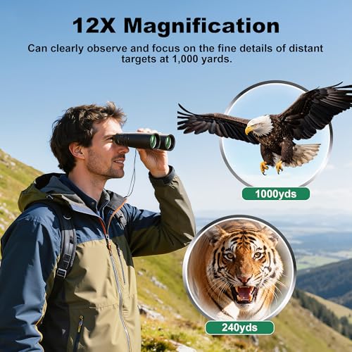 Leacco 12x50 High Powered Binoculars for Adults | Binoculars with Clear Low Light Vision for Bird Watching Hunting Camping Travel Cruise Hiking Sports Stargazing