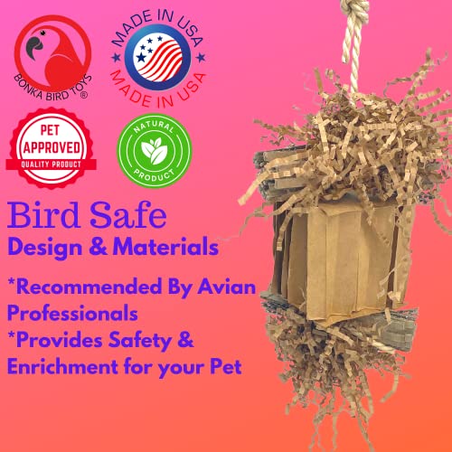 Bonka Bird Toys 3857 Medium Shreddy Eddy Foraging Shred Small Medium Bird Toy Cardboard Waffle Crinkly Paper Conures Parakeets African Greys and Other Similar Birds - color: Medium Shreddy Eddy