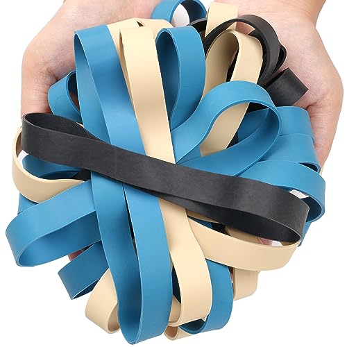 AIWOQI Rubber Bands Size 107 Heavy Duty Big Long Wide Rubber Band 30pcs | Elastic Bands for Office Supply Trash Can File Folders Litter Box Rubber Bands Black,Blue,Light Brown - color: Black,blue,light brown