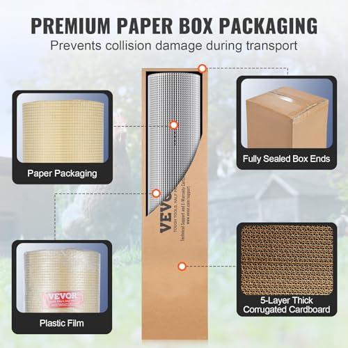 VEVOR Hardware Cloth, 1/4 inch 36in x 50 ft 23 Gauge, Hot Dipped Galvanized Wire Mesh Roll, Chicken Wire Fencing, Wire Mesh for Rabbit Cages, Garden, Small Rodents - size: 36'' x 50'