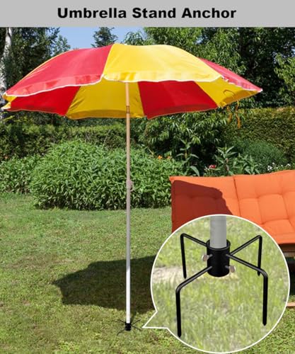 Pole Stabilizer Stand Applies to 1.41"/1.81”/2.12” Poles with 2 Adjustable Adapters, Outdoor Bird Feeder Pole Base, In-Ground Umbrella Stand Anchor Support, Black, 1 Pack - size: L-Upgraded