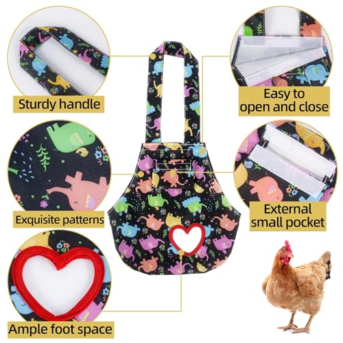 Chicken Carrier Bag, 14.2“ x 25” Chicken Carrier Sling for Hens & Roosters, Cute Elephant Printed Bag for Travel, Hiking & Vet Visits (Elephant) - color: Elephant