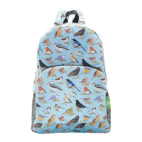 ECO CHIC Hiking Lightweight Packable Backpack - Foldable Daypack for Travel & Hiking & Outdoor Adventures - Waterproof Backpack from Recycled Materials (Wild Birds Blue) - color: Wild Birds Blue