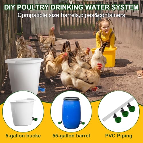 Tanlade 50 Pcs Automatic Chicken Waterer Cups Chicken Feeder for PVC Pipe Waterer Kit for Poultry Duck Goose Turkey Bunny (Green,Classic) - color: Green