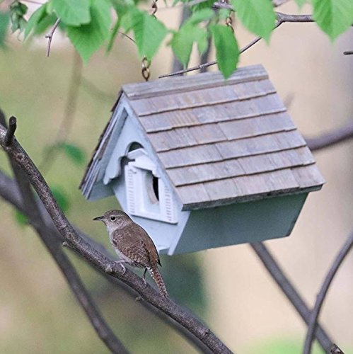 Home Bazaar Hand-made Little Wren White Bird House - Hanging Bird House - Home Decor