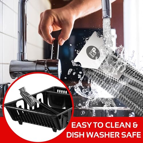 Safe Wire Grill Brush for Outdoor Grill w/Grill Scraper & Grill Mat Grill Cleaning Kit -Extended Handle BBQ Brush for Effortless Grill Cleaning Grill Cleaner Brush Barbecue Tools