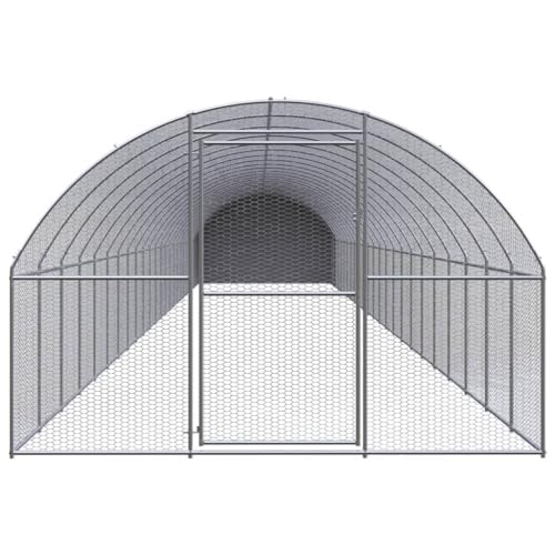 Large Silver Galvanized Steel Chicken Coop 118.1 x 118.1 x 78.7 in, Weatherproof Polyethylene Roof, Rectangular Outdoor Poultry House for Backyard Garden Farm - color: Silver-B, size: 118.1 x 118.1 x 78.7 in. (W x L x H)