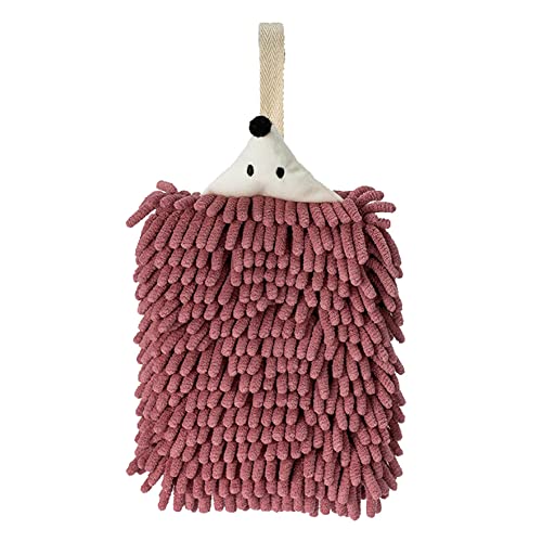 Hedgehog Chenille Hand Towels Soft Absorbent Microfiber Animal Towels Home Kitchen Bathroom Hanging Towels Quick Dry Cloths Purple - color: Purple