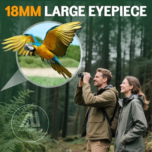 Aurosports 16x32 Binoculars for Adults and Kids - 16x High Power Binoculars for Detail Observation - Low Light Vision Easy Focus Compact Binocular for Bird Watching Hunting Travel Gifts for Men - size: 16x32