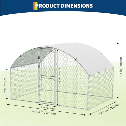 Large Walk-in Metal Chicken Coop for 10 Chickens,Heavy Duty Reinforced Wire Mesh Run with All-Weather Waterproof & Anti-UV Cover,Secure Lock - Outdoor Poultry Pen for Chickens,Ducks (Dome Roof) - size: Small Dome Roof