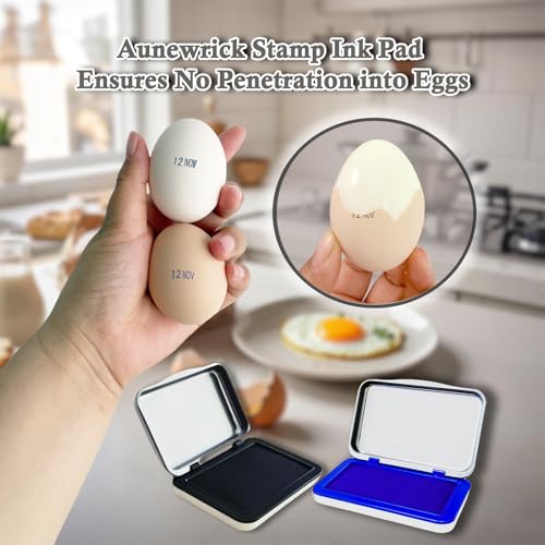 2PCS Egg Date Marking Stamp Ink Pad, 2.95 x 2.16 inches, for Fresh Eggs, 2 Pack (Blue&Black) - color: Blue&black