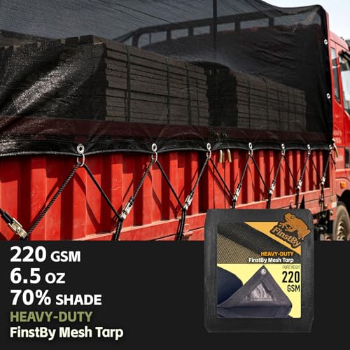 70% Black Shade Cloth 7x14 ftHeavy Duty Mesh Tarp with Grommets Weather-Resistant Sun Shade Netting for Dump Trucks Pergola Greenhouse Chicken Coop Patio Plants Growing Outdoor Protection - size: 7x14 ft