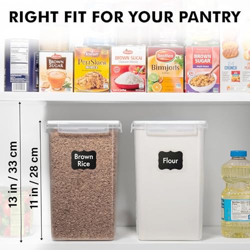 2 PC [7 Qt / 6.5L / 220 Oz] Large Food Storage Containers with Lids Airtight - BPA Free Clear Plastic Kitchen and Pantry Storage Containers for Cereal, Flour, Sugar, Rice - color: White - 2 Pack