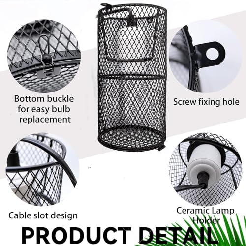 kathson 2 Pcs Reptile Heat Lamp Guard,Reptile Anti-Scald Mesh Cage Guard Lampshade,150W Ceramic Heat Emitter Heat Lamp Shade Fixture for Snake Lizard Turtle Frog,Without Bulb - size: 2 PCS | Reptile Heat Lamp Guard