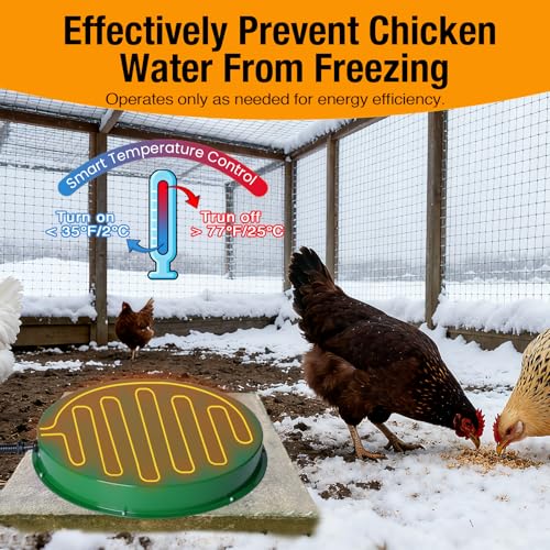 Chicken Water Heater Base 2 Pack, 125W Freeze Protection for Poultry | Two thermostatic heating bases prevent frozen water, fit 1-5 gallon metal or plastic chicken waterers for winter coops - size: 2 PACK