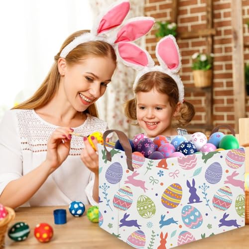 FXOLCSHE Rectangular 3pack Easter basket,Easter basket empty,Kids Toy Storage Basket for baby Bedroom,Toy Gift Organizerm,Kids Storage Bin,Easter gift box(Cute Easter egg) - color: Cute Easter egg
