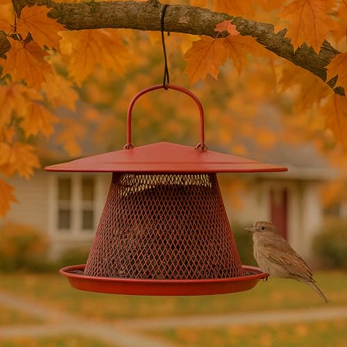 Perky-Pet Red Cardinal Wild Bird Feeder, 2.5 lb Seed Capacity | Holds Up to 15 Birds Simultaneously, Metal Hanging Feeder for Outdoors, Mesh Design, Built-In Hook & Circular Tray, C00322 - size: 1 Pack
