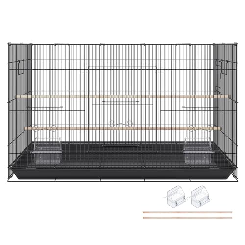 VEVOR 30 Inch Flight Bird Cage, Stackable Bird Cage Parakeet Cage with Slide-Out Tray and Handle, Small Parrots Birdcage for Cockatiels Budgies Conure Macaw Finch Lovebirds Canaries Pigeons - color: Black