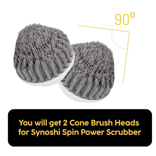 SYNOSHI | Cone Brush Heads (2 Units) for Electric Spin Scrubber The Corners and Hard-to-Reach Places