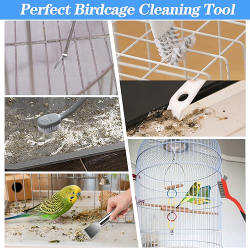Bird Cage Cleaning Brush Tool Set, Bird Cage Cleaner, Suitable for Bird Cages, Rabbit Cages, Hamster Cages, Parrot Cages, and Other Small Pet Cage Accessories