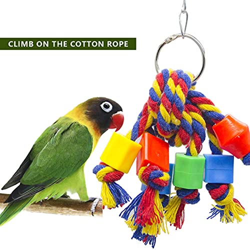 Zerodis 3Pcs Bird Chewing Toys Parakeet Chewing Colorful Cotton Rope Toys Parrots Toys Beads Bite String for Small Medium Parrots