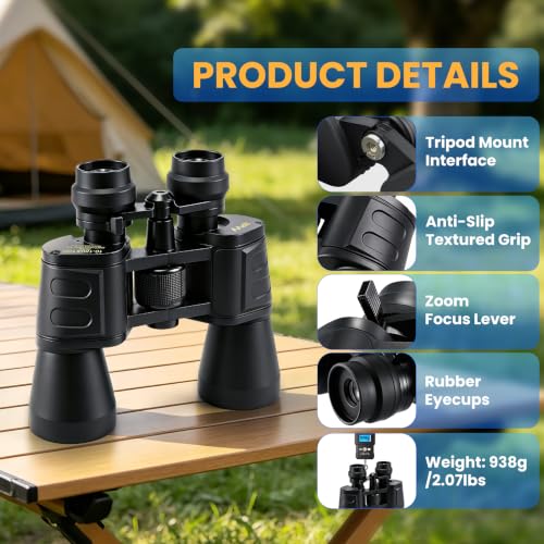 10-180x100 Zoom Binoculars for Adults, Day/Low Light Night Vision | High Powered Binoculars with BAK4 & FMC Lens, Waterproof Fogproof for Hunting Birdwatching Travel Sport Concert Gift for Men