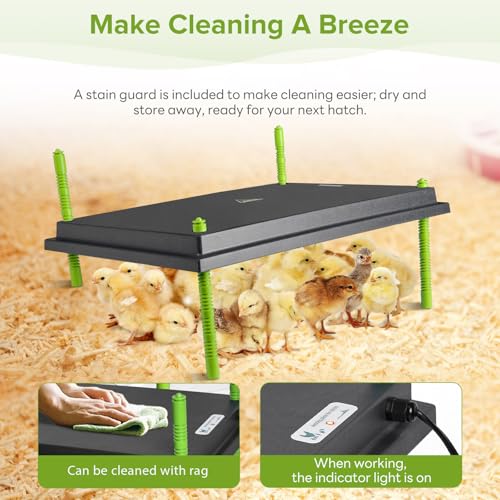 Tetuga Brooder Heat Plate 16 X 22” Chick Heating Plate Warm Up to 50 Chicks | Chicken Heater Plate with Adjustable Height & Angle, Energy-Efficient 50W Chick Warmer Safer Than Brooder Lamp - size: 16x22 Inch