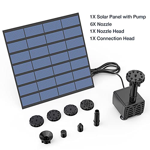 AISITIN 2‑Pack DIY Solar Fountain Pump with 6 Nozzles & 9.8ft Power Cord | Solar Water Pump Perfect for Bird Baths, Garden, Ponds, Fish Tanks and Outdoor Water Features - size: 1.5W (2 Pack)