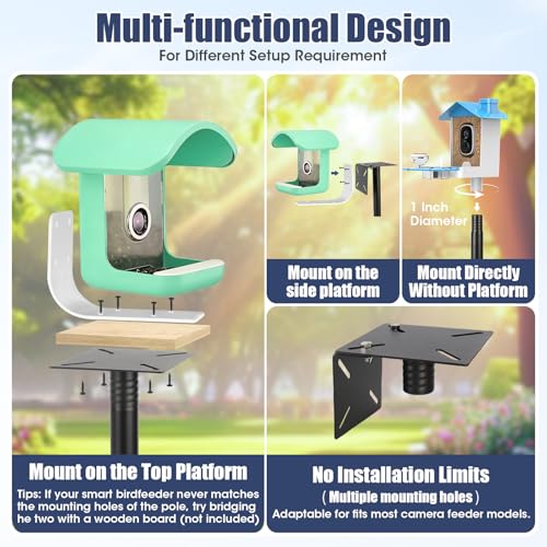 Smart Bird Feeder Pole Stand, 79 Inch Heavy Duty Bird House Pole for Outdoors Adjustable Mounting Pole for Smart Bird Feeder with 1 Inch Dia Bird Feeder Post Weather Station, Black - size: 79'' Pole
