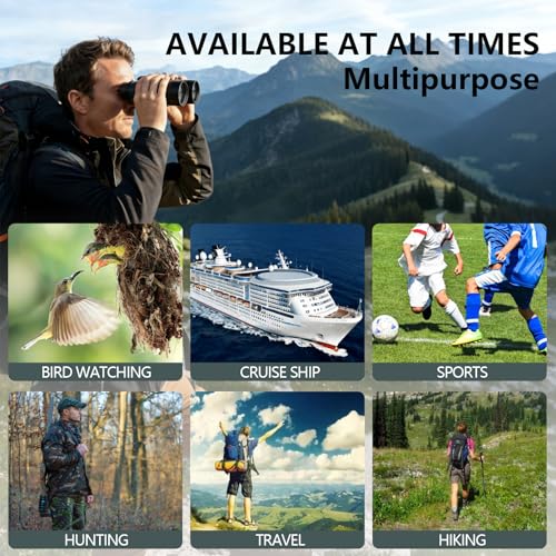 12x42 HD Binoculars for Adults, BAK4 Prism Waterproof Lightweight Binoculars with Low Light Vision for Bird Watching, Hunting, Hiking, Travel, Cruise - size: 12X42