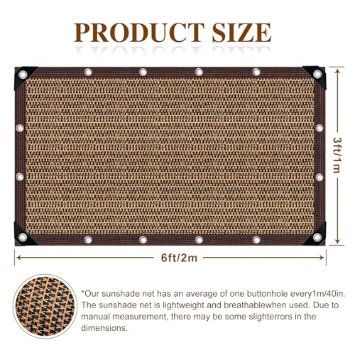 Shade Cloth for Garden,80% Mesh Tarp with Grommets Shade Cloth for Greenhouse,Patio,Vegetables,Plants Cover and Chicken Coops,Coffee Shade Net for Outdoor Garden - size: 3×6FT