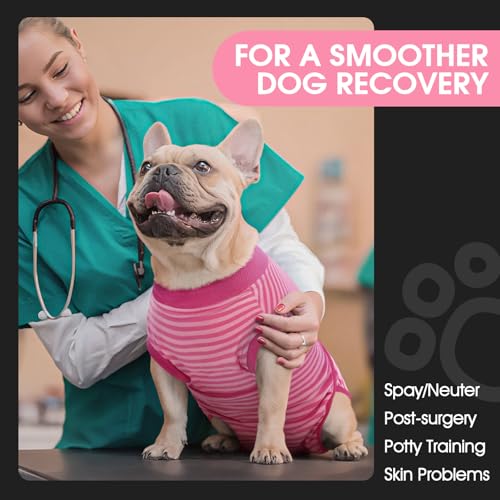 Recovery Suit for Dogs Post-Surgery,Dog Surgery Suit Female Spay | Dog Onesie for Surgery Female Collar Cone Alternative Surgical Shirt,Male Dog Neuter Suits Rose Stripes XS - color: Rose Stripes, size: Xs(back:8.3-11.4in,wt:4-7lbs)