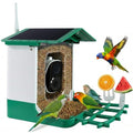 Ceeyali Smart Birds Feeder with Camera and 64GB Memory Card, 2K HD Video & Photo Live View, Solar Powered Panel, AI Birds Identification, 2.4G WiFi, 2.1L Seed Capacity (Green) - color: Green