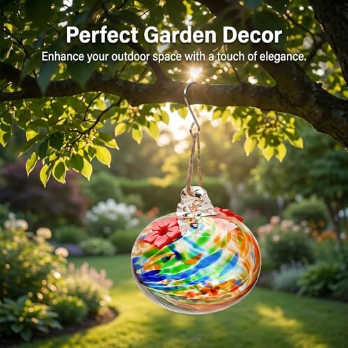 3in Glass Hummingbird Feeder Hanging Feeder with 2 Feeding Port for Outside - color: F