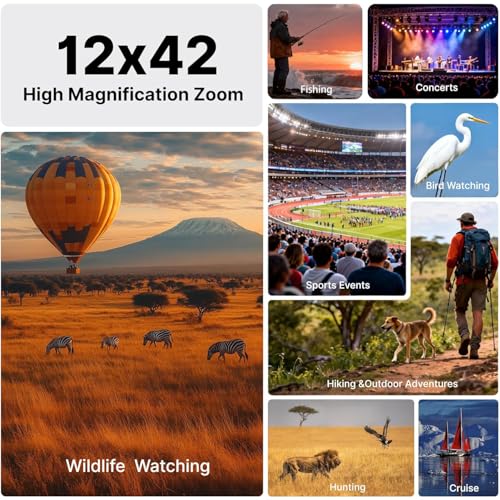 12x42 UHD High Powered Binoculars for Adults (12X42)