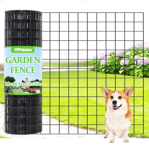 Black PVC Coated Welded Wire Fencing,2"x2" 16 Gauge,60inch H x 100ft L Garden Wire Fence Roll,2/3/4/5/6ft Tall x 50/100 ft Long Vinyl Coating Metal Wire Mesh for Yard,Farm,Dog,Vegetable Protection - color: Black, size: 2"x2" 60inx100ft