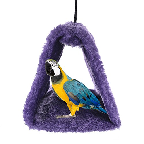 MOACC Winter Warm Bird Nest House Shed Hut Hanging Hammock Finch Cage Plush Fluffy Birds Hut Hideaway for Hamster Parrot Macaw Budgies Eclectus Parakeet Cockatiels Cockatoo Lovebird (L, Purple) - color: Purple, size: L