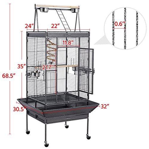 Yaheetech 68-inch Rolling Play Top Large Parrot Bird Cage for African Grey Cockatiel Conure Lovebird Parakeet Budgie